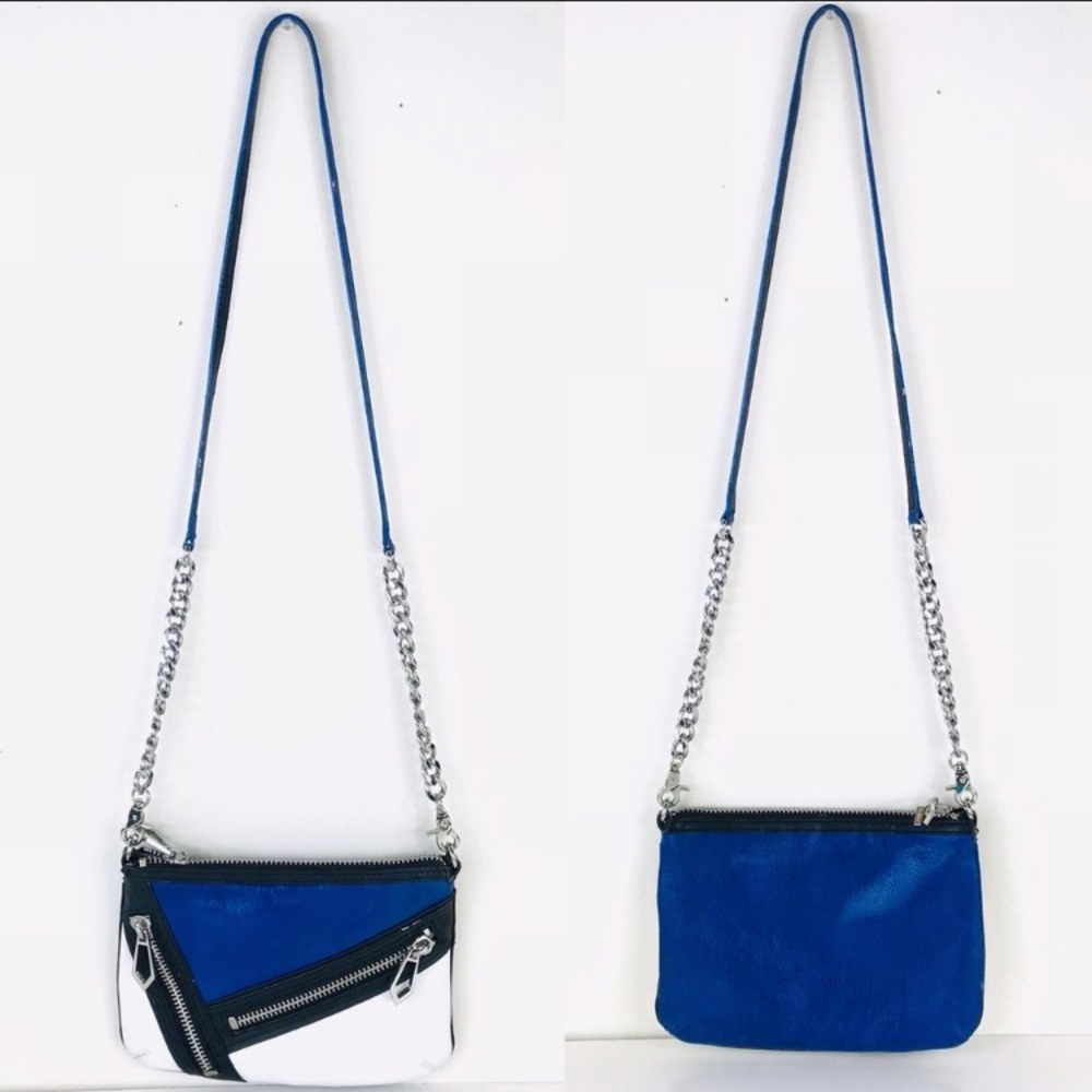 Botkier Cruz Leather Colorblock Crossbody Bag Blue White Black - Picture 4 of 6